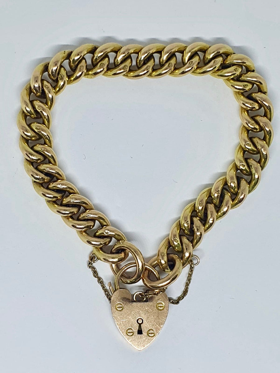 Hollow Curb Bracelet with Padlock