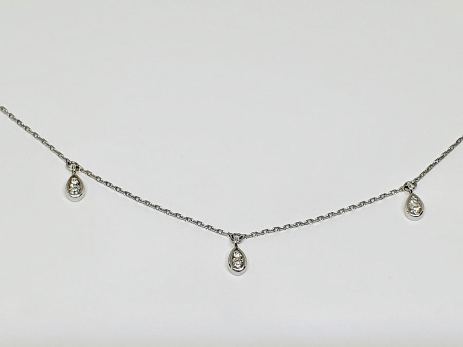 18 carat white gold Triple Raindrop Necklace