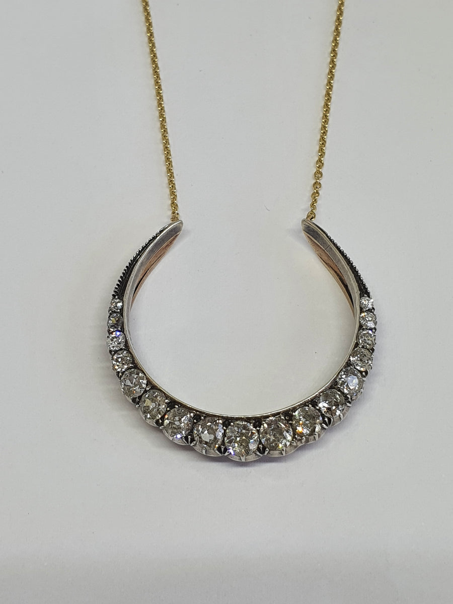 Victorian Old Cut Diamond crescent necklace