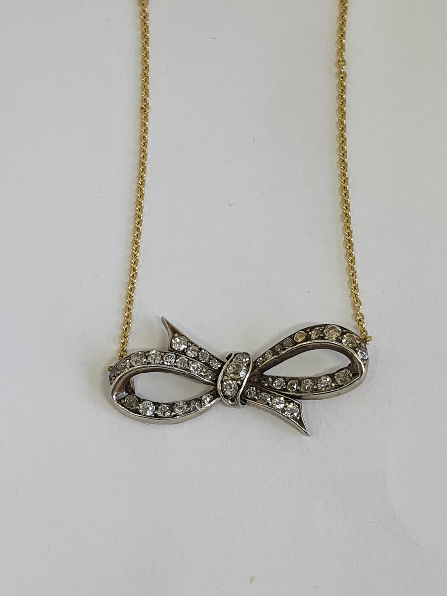 Victorian Diamond bow necklace