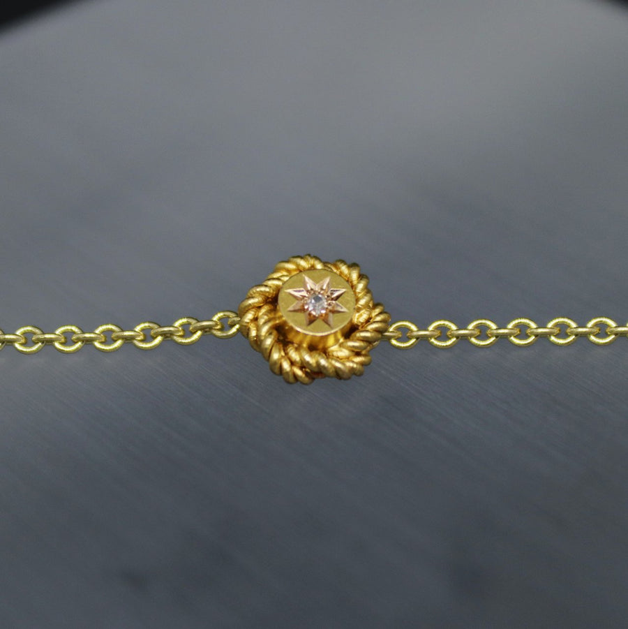 9 Carat Gold Victorian Diamond Set Knot Bracelet