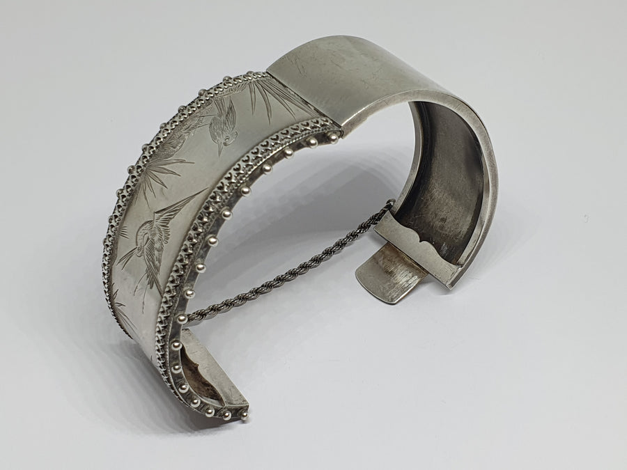 Victorian Silver Hand-Engraved Bangle