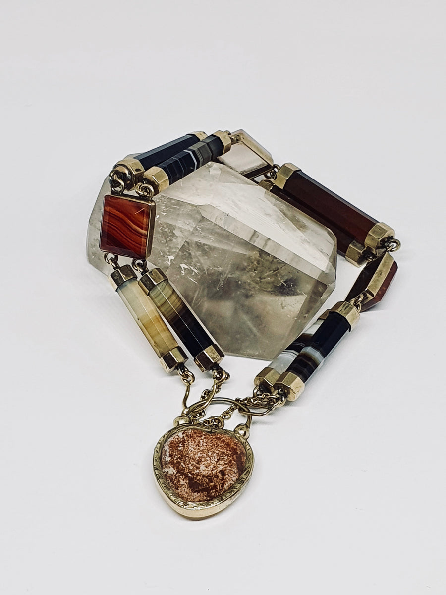 Victorian 9 carat gold Scottish Agate Bracelet