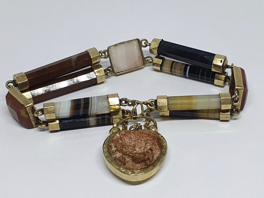 Victorian 9 carat gold Scottish Agate Bracelet