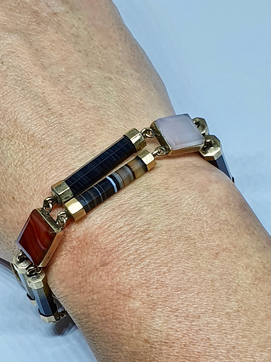 Victorian 9 carat gold Scottish Agate Bracelet
