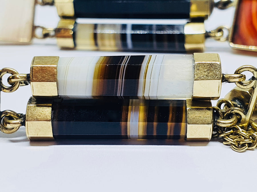 Victorian 9 carat gold Scottish Agate Bracelet