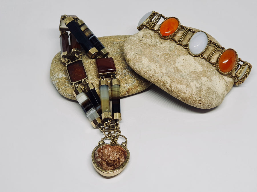 Victorian 9 carat gold Scottish Agate Bracelet