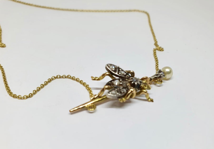 Victorian fly necklace