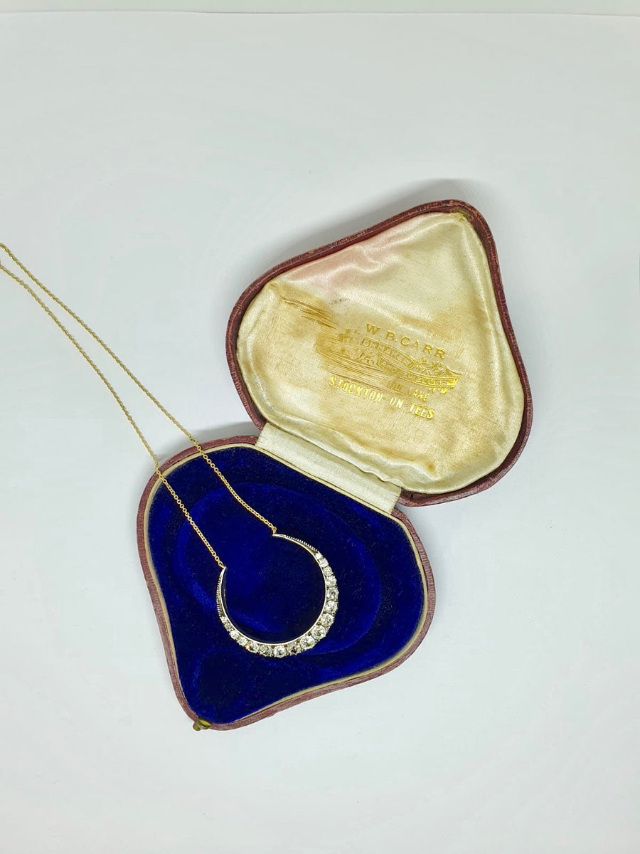 Victorian Old Cut Diamond crescent necklace