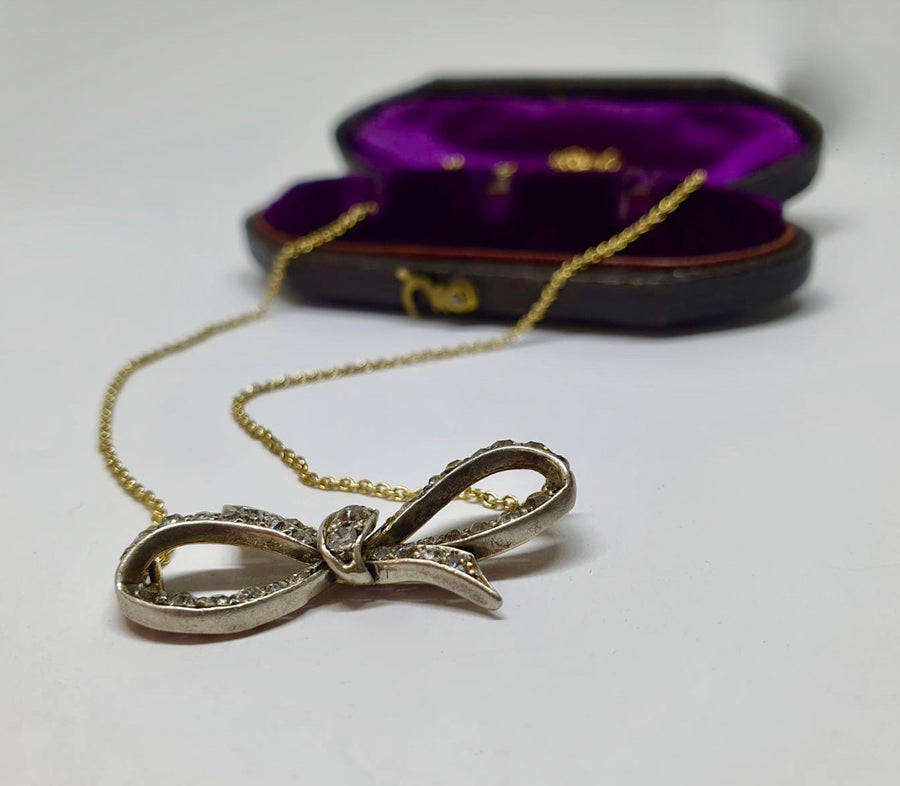 Victorian Diamond bow necklace