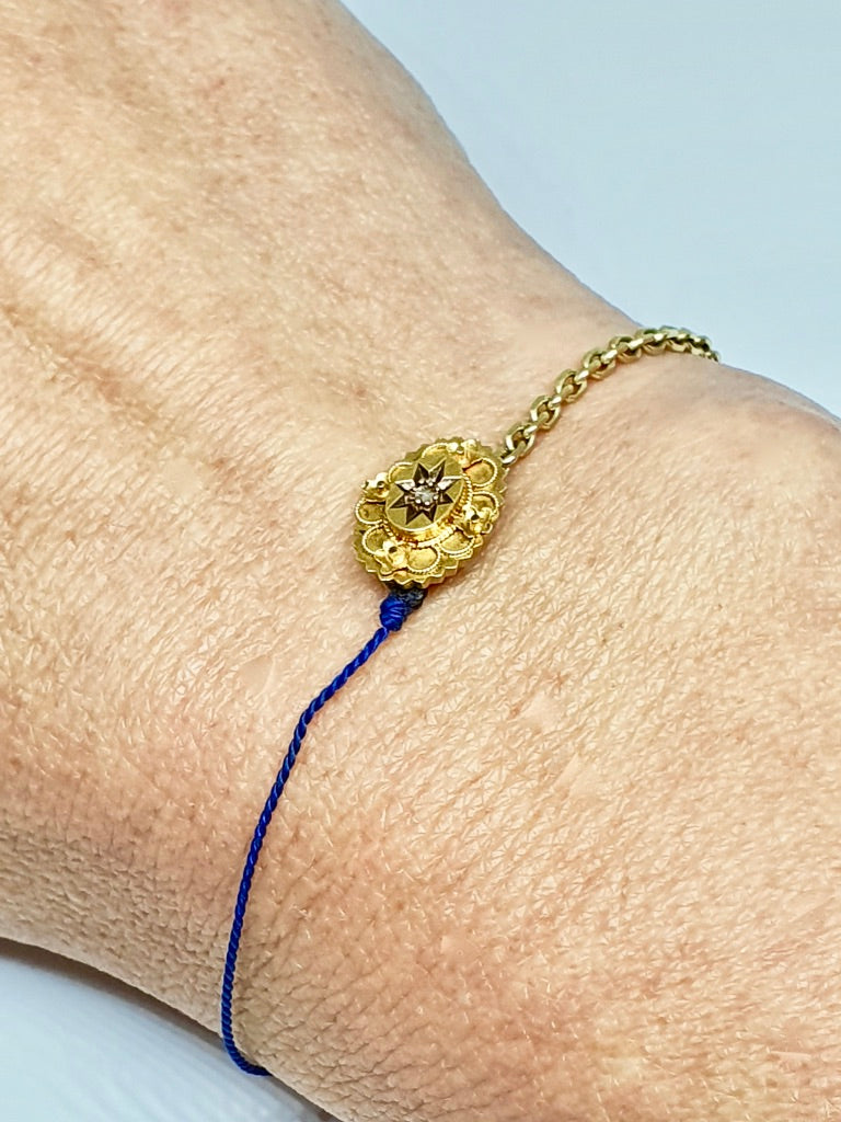 9 carat Gold Victorian Diamond set oval Bracelet