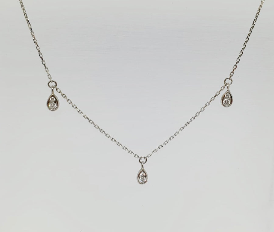 18 carat white gold Triple Raindrop Necklace
