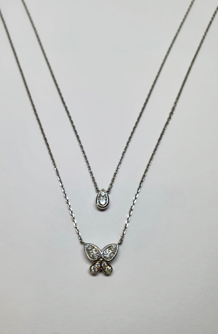 18 carat white gold Diamond Butterfly Necklace