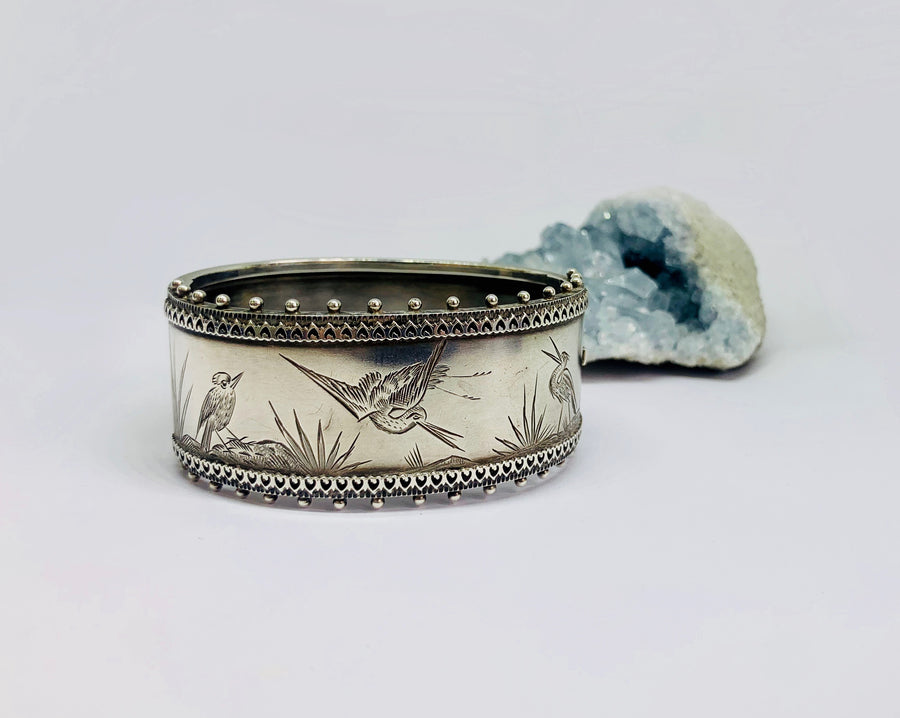 Victorian Silver Hand-Engraved Bangle