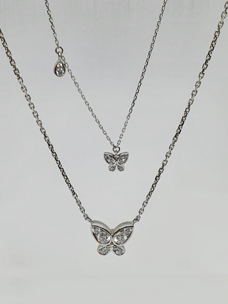 18 carat white gold Diamond Butterfly Necklace