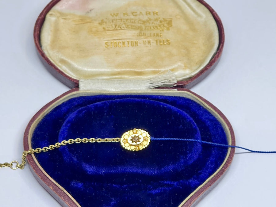 9 carat Gold Victorian Diamond set oval Bracelet
