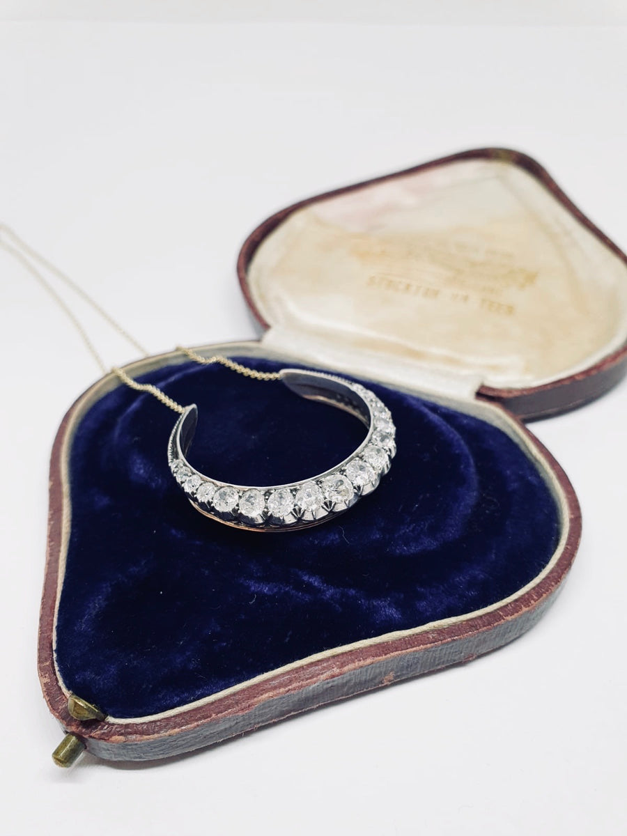Victorian Old Cut Diamond crescent necklace