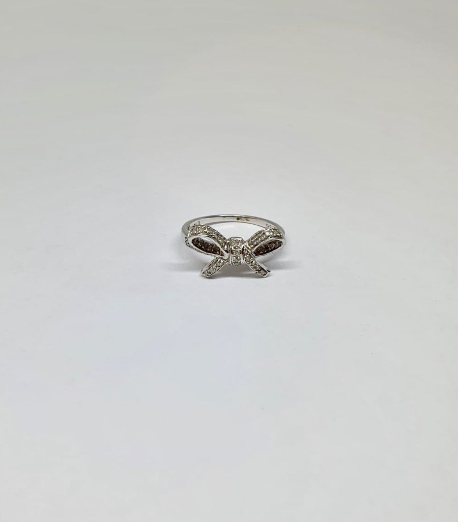 White Gold Diamond Set Bow Ring