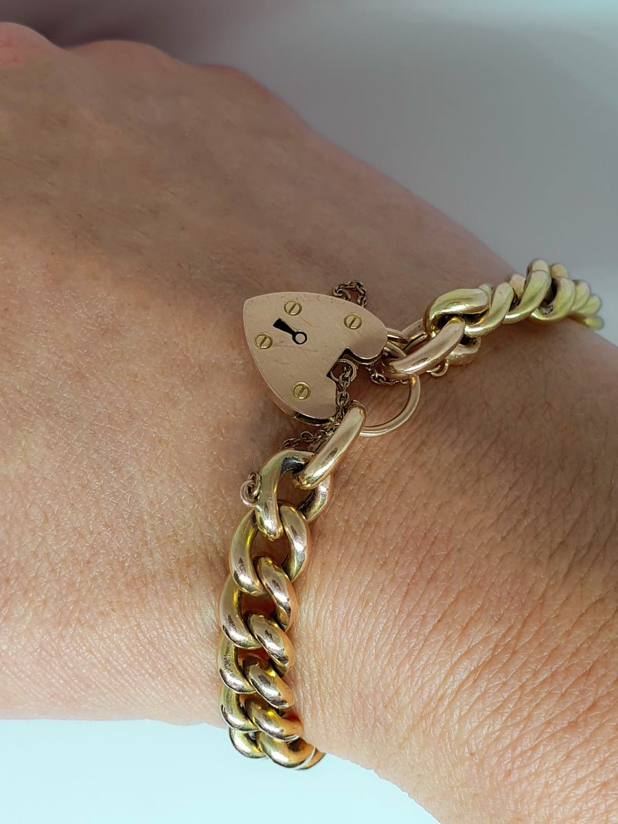 Hollow Curb Bracelet with Padlock