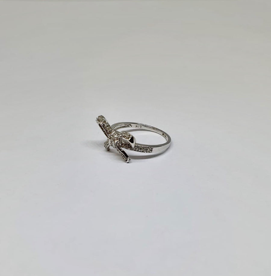 White Gold Diamond Set Bow Ring