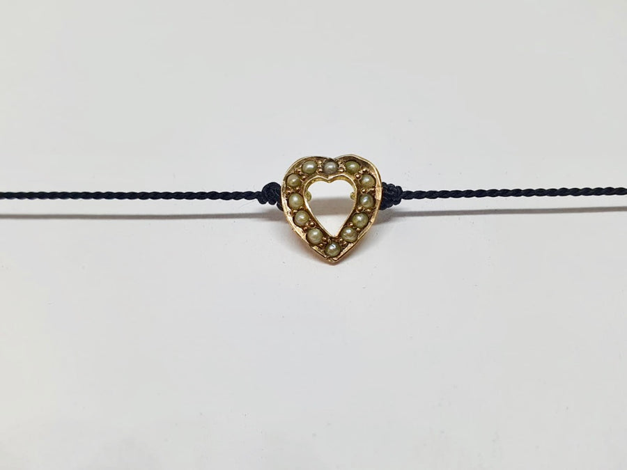9 carat gold Victorian Pearl set heart shaped Bracelet