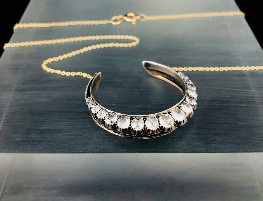 Victorian Old Cut Diamond crescent necklace