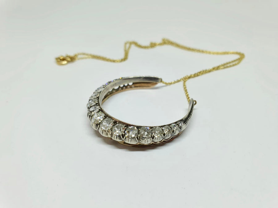 Victorian Old Cut Diamond crescent necklace